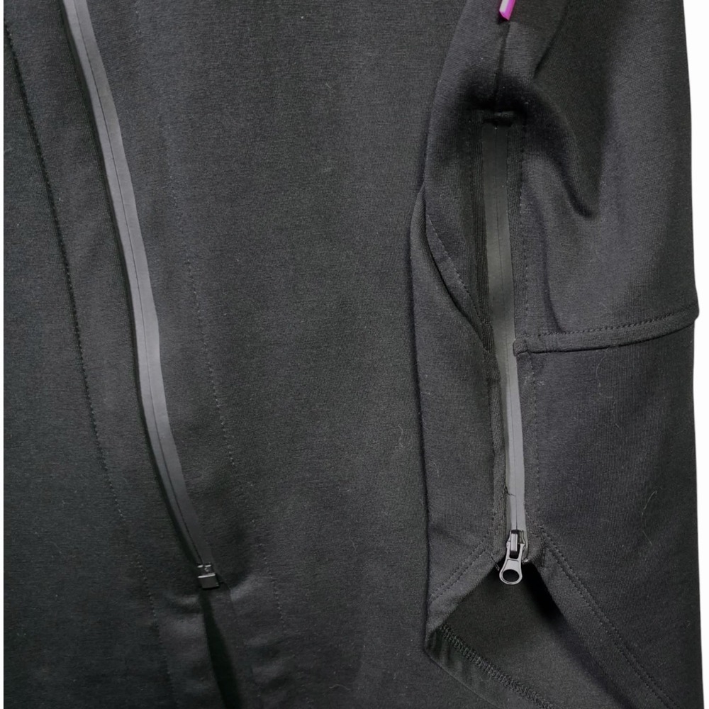 Ruti Black Loose Fit Longline Scuba Jacket Womens L XL Hooded Zip - Picture 9 of 11